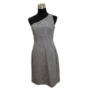 NWT gray lace JCrew dress, one shoulder, size 4